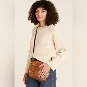 Patricia Nash‎ Tan Leather  “My European Trip” Aveley Crossbody Handbag